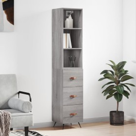 Aparador alto madera contrachapada gris Sonoma 34,5x34x180