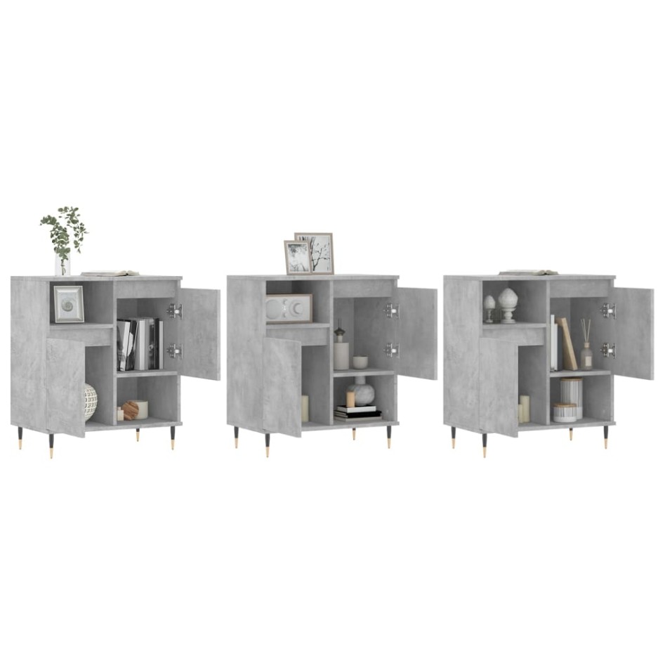 Aparadores 3 uds madera contrachapada gris