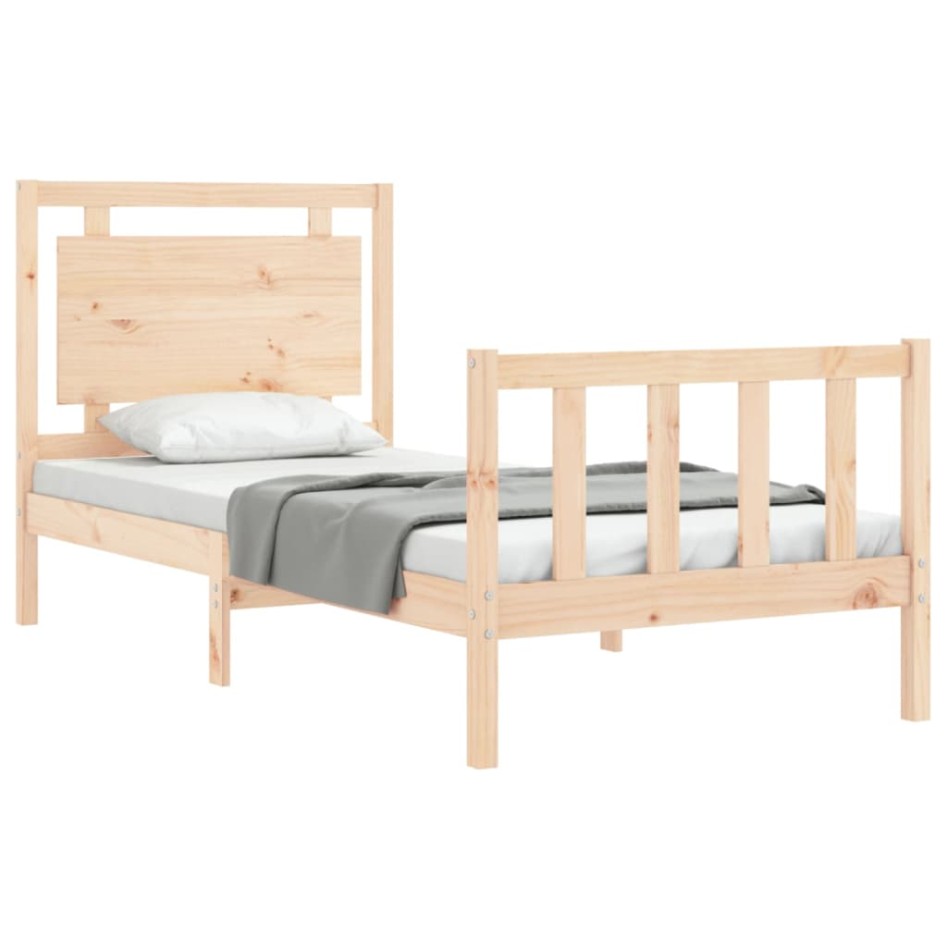 Estructura de cama con cabecero madera maciza 100x200