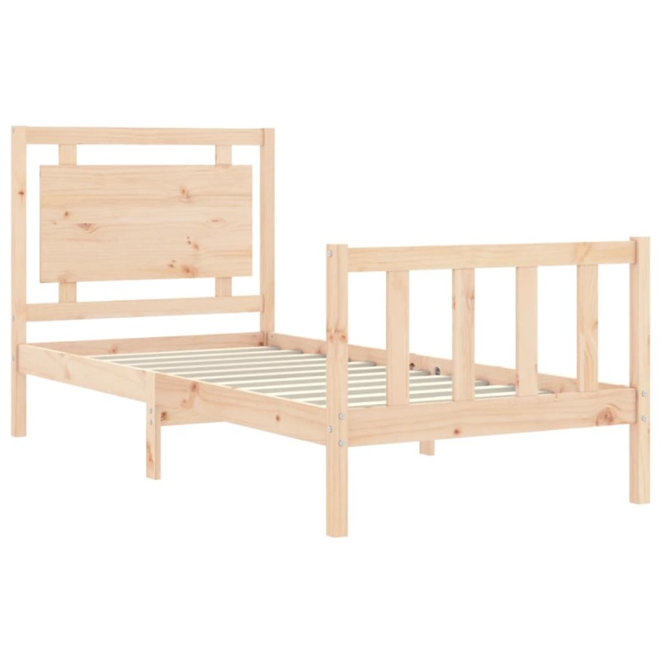 Estructura de cama con cabecero madera maciza 100x200