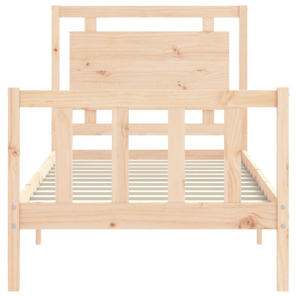 Estructura de cama con cabecero madera maciza 100x200