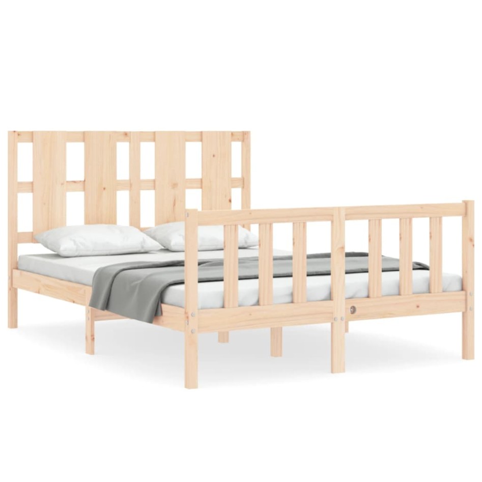 Estructura de cama con cabecero madera maciza 140x200