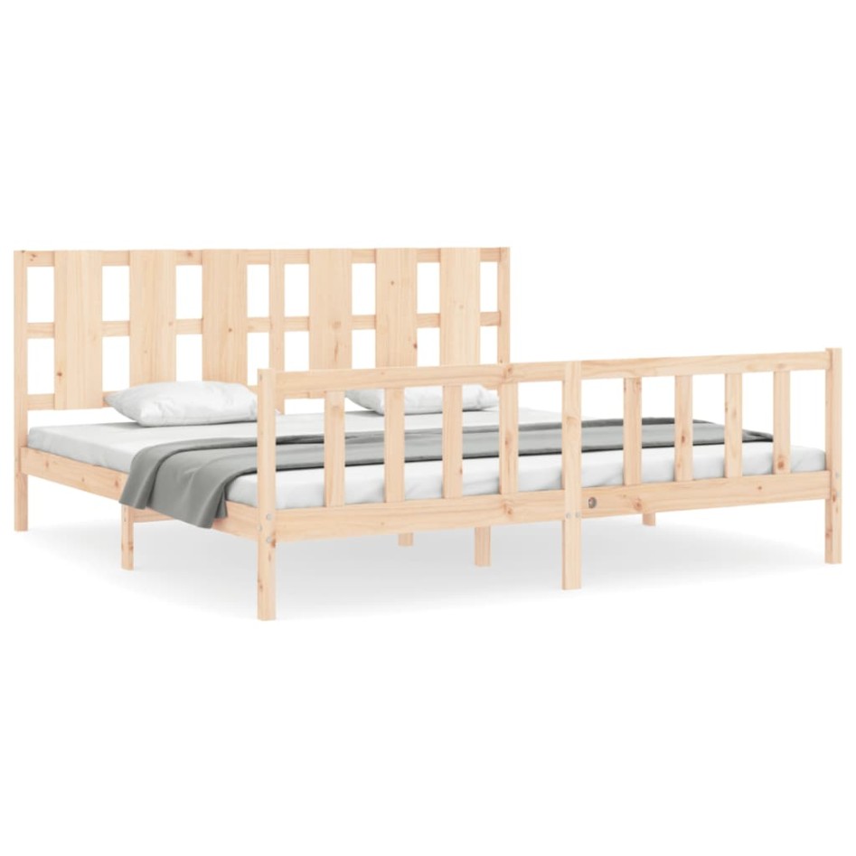 Estructura de cama con cabecero madera maciza 180x200