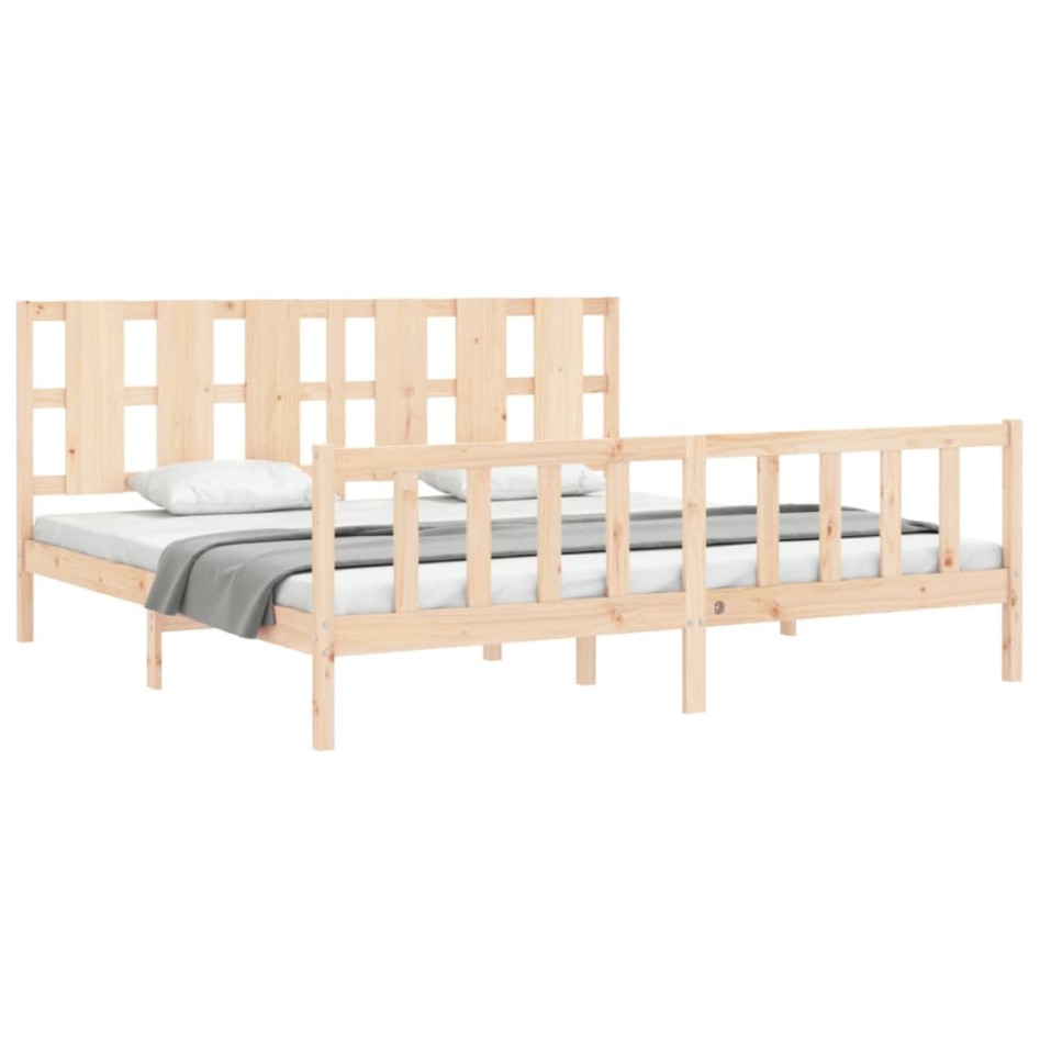 Estructura de cama con cabecero madera maciza 180x200