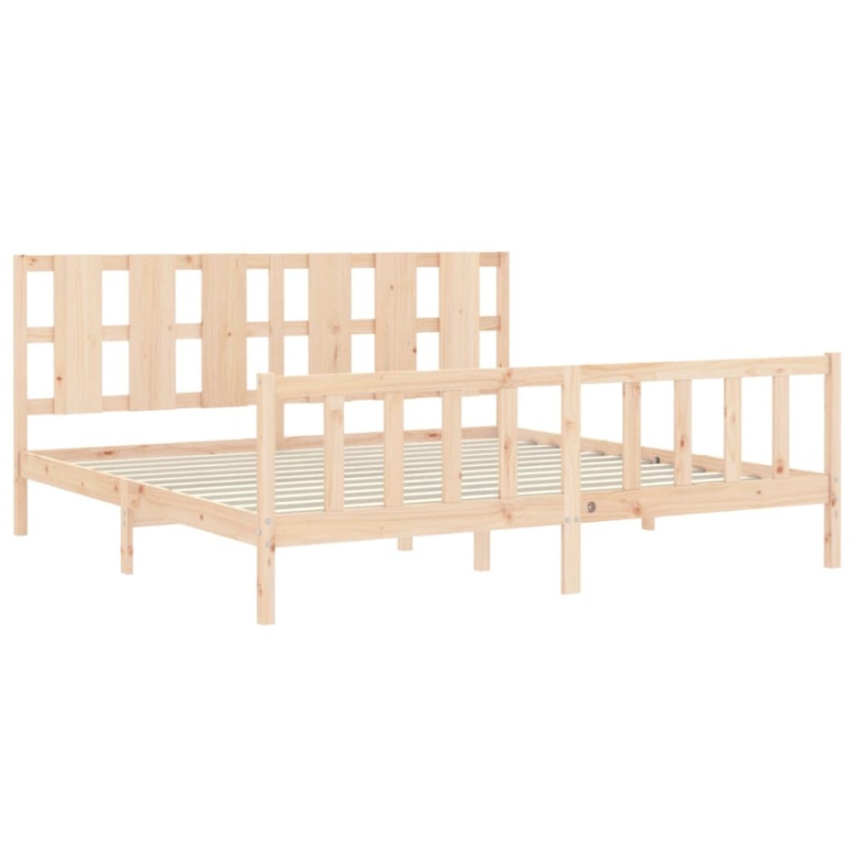 Estructura de cama con cabecero madera maciza 180x200