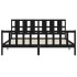 Estructura de cama con cabecero madera maciza negro 180x200