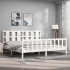 Estructura de cama con cabecero madera maciza blanco 200x200
