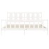 Estructura de cama con cabecero madera maciza blanco 200x200
