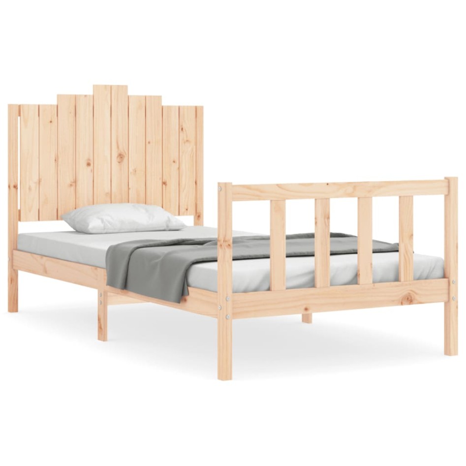 Estructura de cama con cabecero madera maciza 100x200