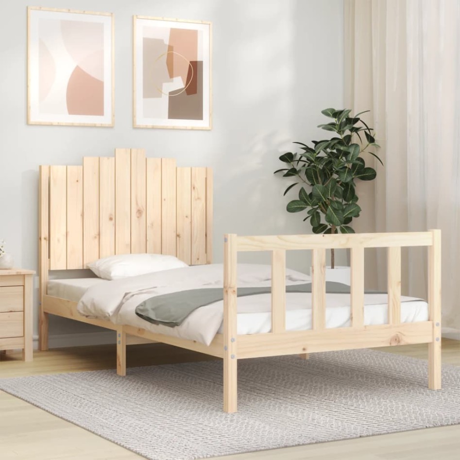 Estructura de cama con cabecero madera maciza 100x200