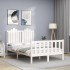 Estructura de cama con cabecero madera maciza blanco 120x200