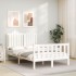 Estructura de cama con cabecero madera maciza blanco 120x200