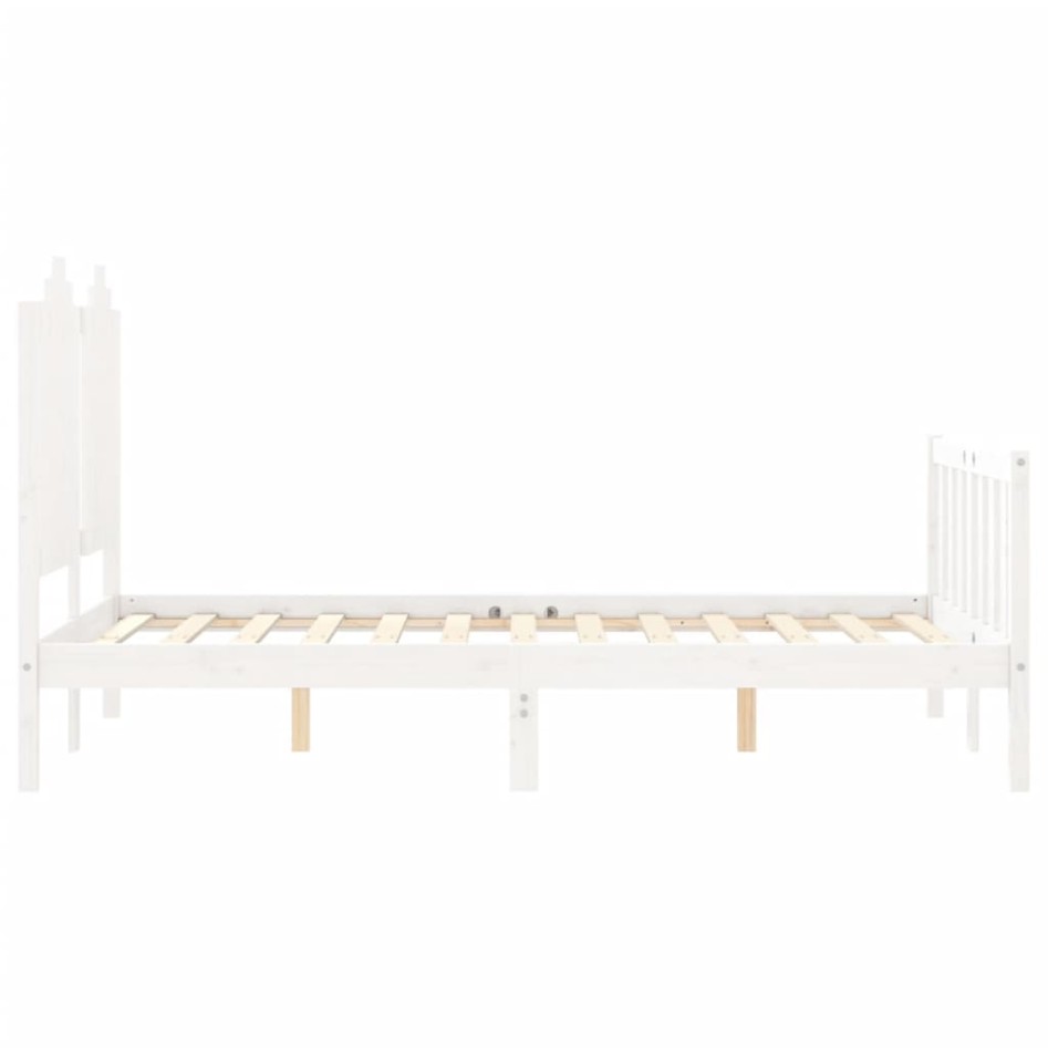 Estructura de cama con cabecero madera maciza blanco 120x200