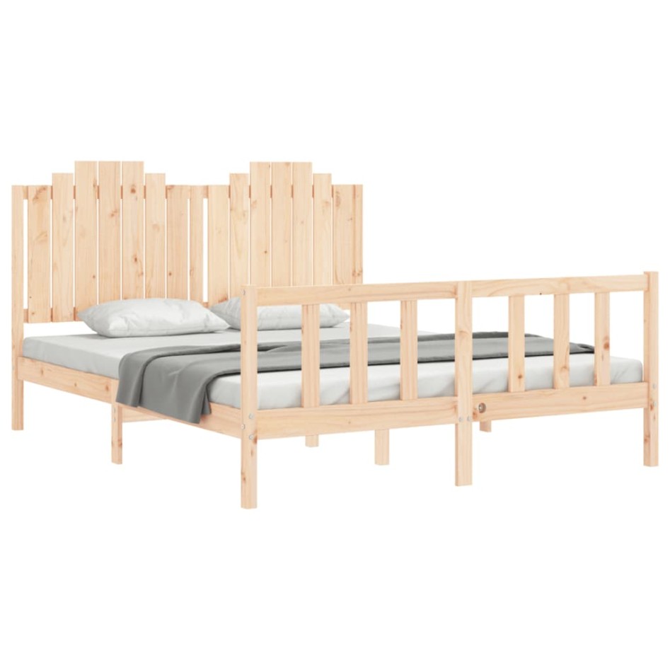 Estructura de cama de matrimonio con cabecero madera