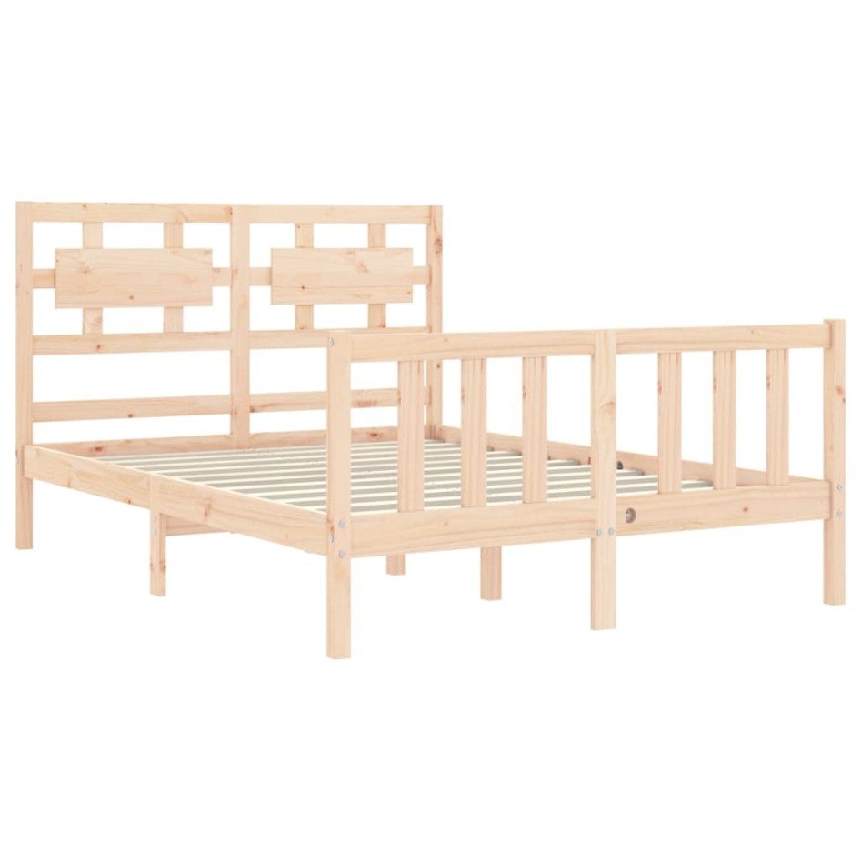 Estructura de cama con cabecero madera maciza 140x200