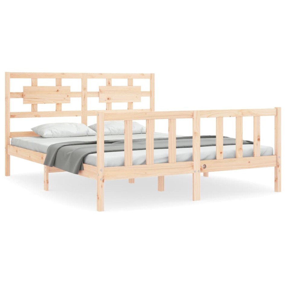 Estructura de cama de matrimonio con cabecero madera