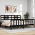 Estructura de cama con cabecero madera maciza negro 200x200