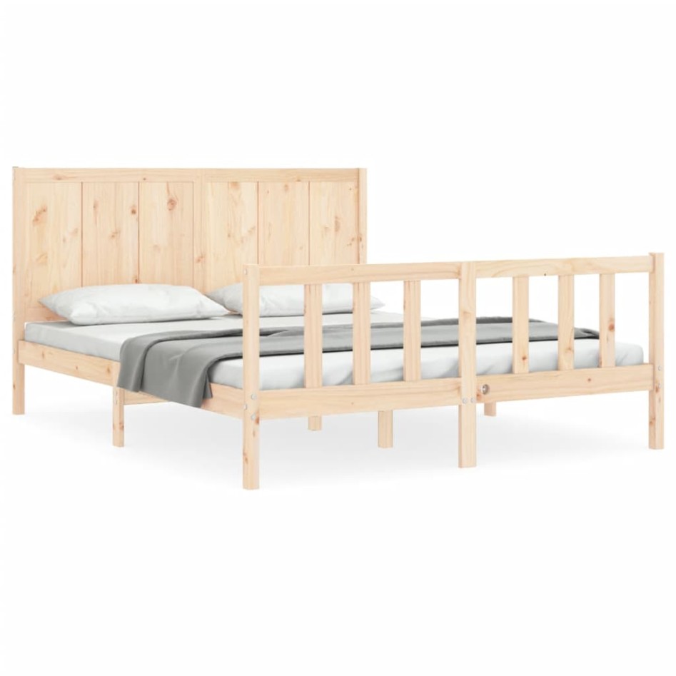 Estructura de cama con cabecero madera maciza 160x200