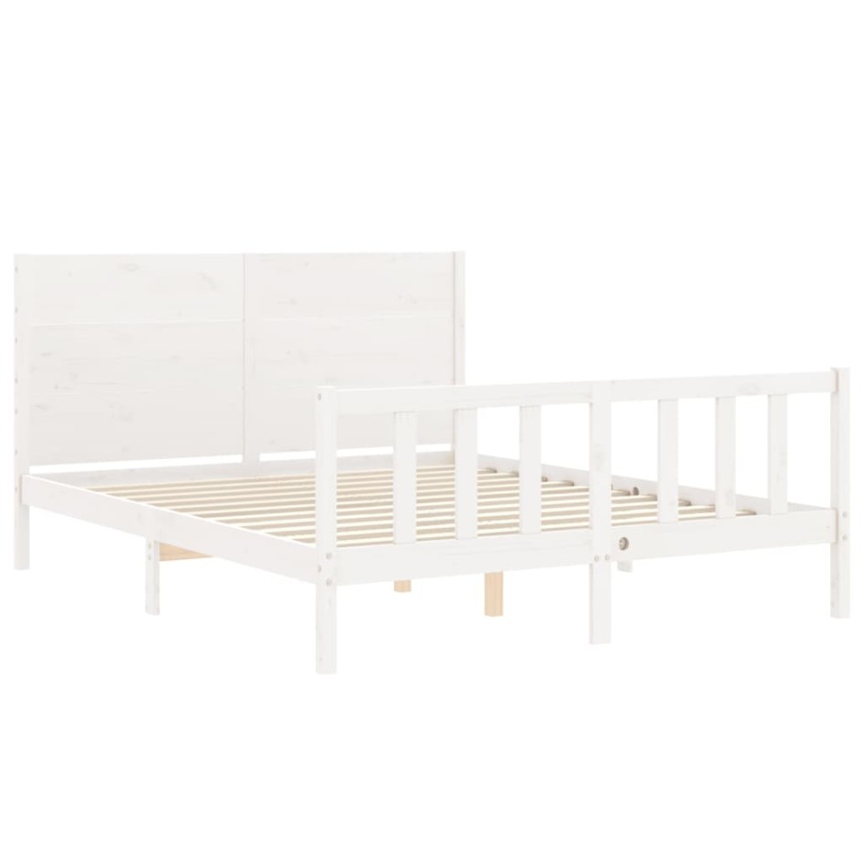 Estructura de cama matrimonio con cabecero madera maciza