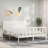 Estructura de cama con cabecero madera maciza blanco 160x200