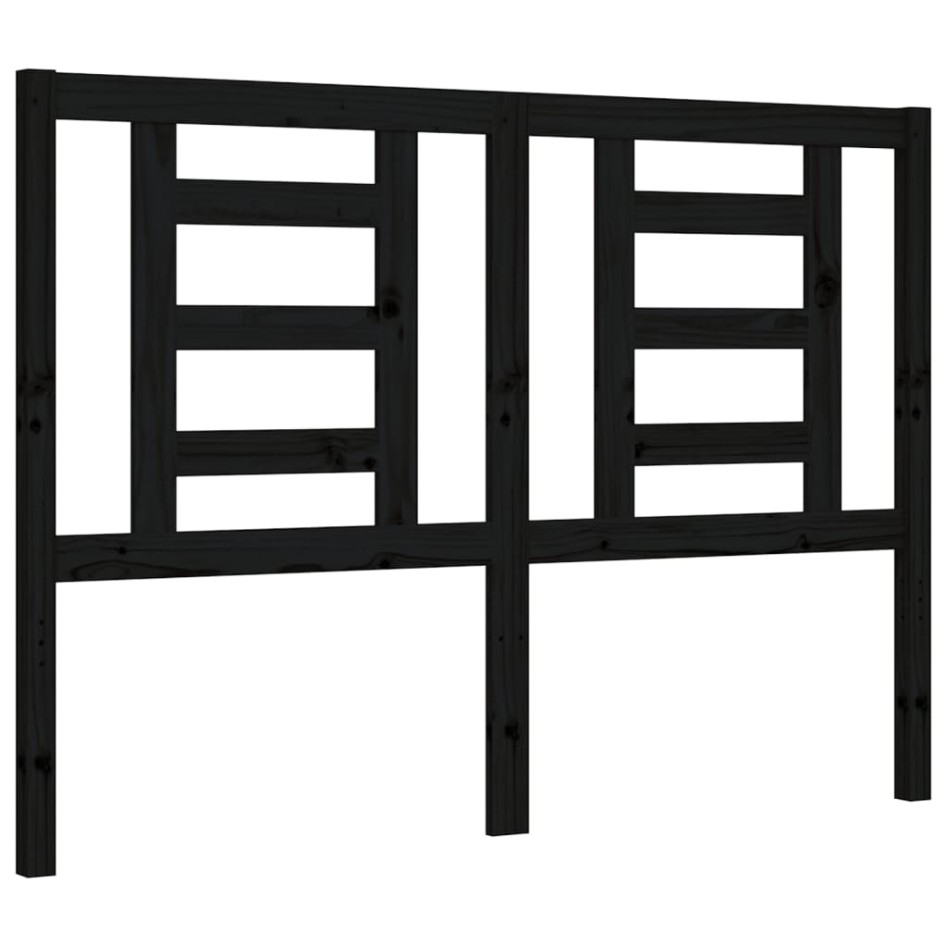 Estructura de cama con cabecero madera maciza negro 140x200