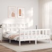 Estructura de cama matrimonio con cabecero madera maciza blanco