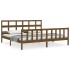 Estructura cama y cabecero madera maciza marrón miel 200x200