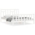 Estructura de cama con cabecero madera maciza blanco 160x200