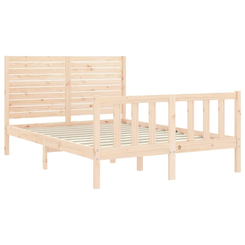 Estructura de cama con cabecero madera maciza 140x190
