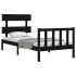 Estructura de cama individual con cabecero madera maciza