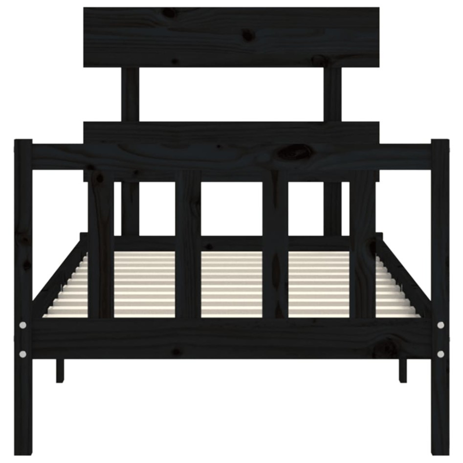 Estructura de cama individual con cabecero madera maciza