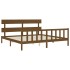Estructura cama y cabecero madera maciza marrón miel 200x200
