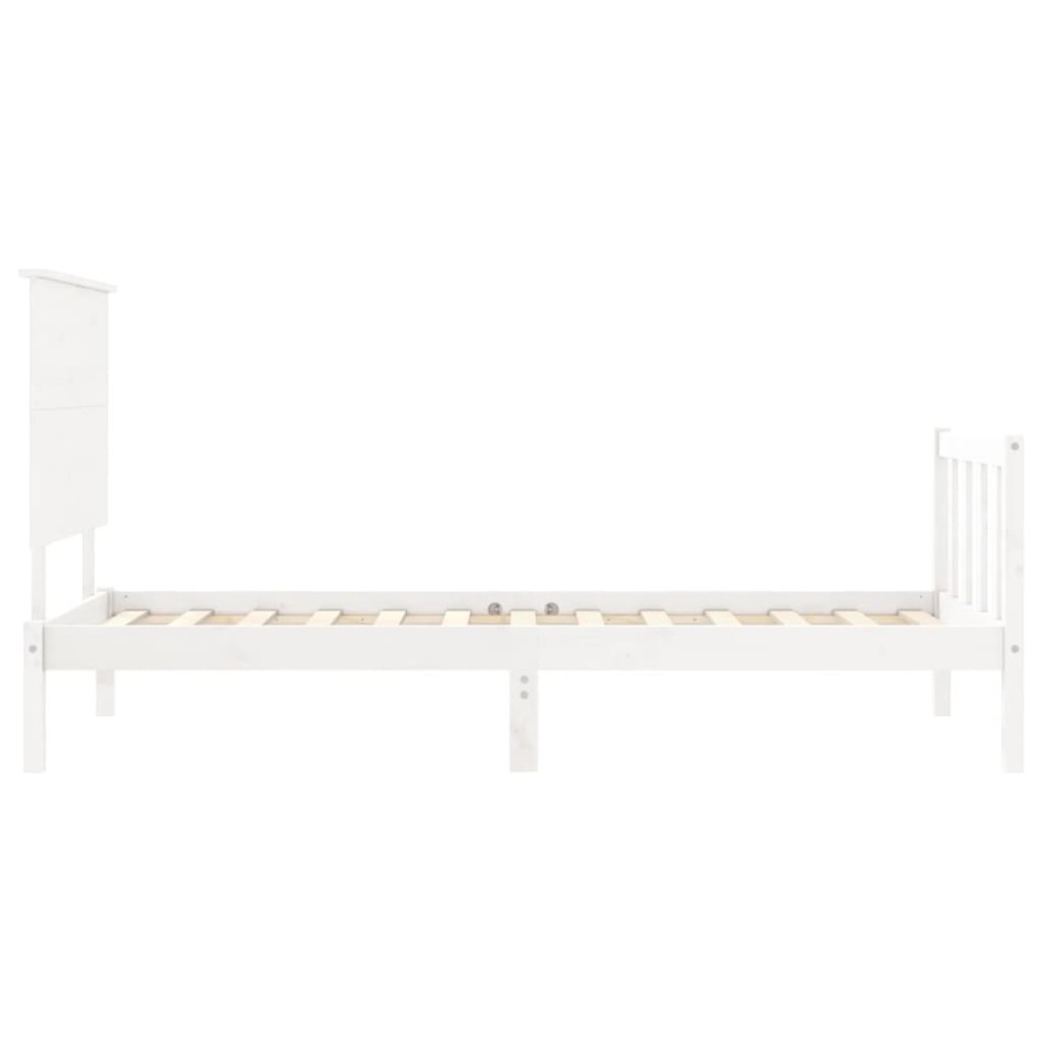 Estructura de cama con cabecero madera maciza blanco 90x200