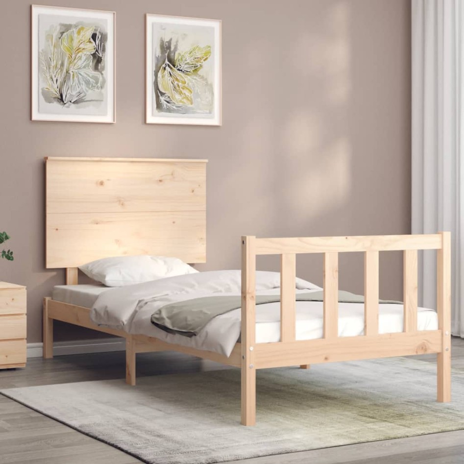 Estructura de cama con cabecero madera maciza 100x200