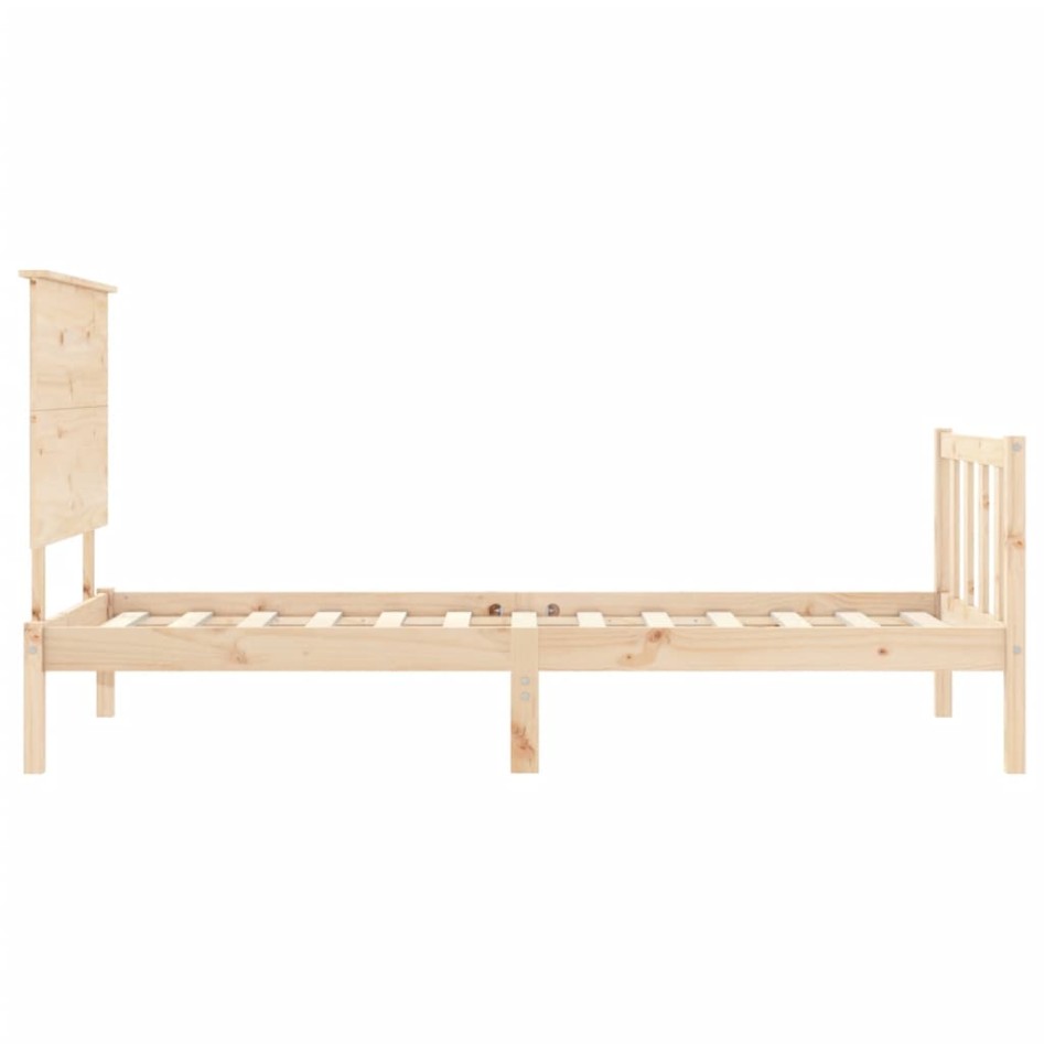 Estructura de cama con cabecero madera maciza 100x200
