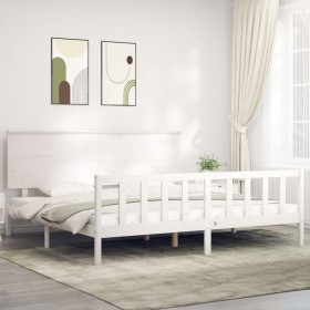 Estructura cama de matrimonio con cabecero madera maciza