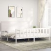 Estructura cama de matrimonio con cabecero madera maciza blanco