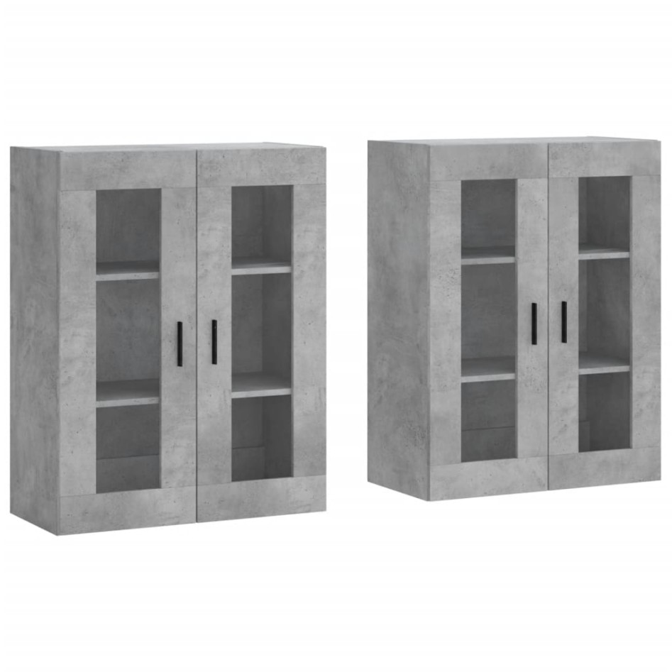 Armarios de pared 2 uds madera de ingeniería gris