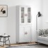 Aparador alto madera contrachapada blanco brillo 69,5x34x180