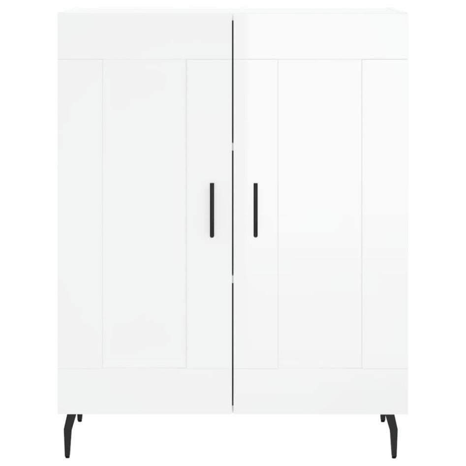 Aparador alto madera contrachapada blanco brillo 69,5x34x180