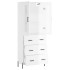 Aparador alto madera contrachapada blanco brillo 69,5x34x180