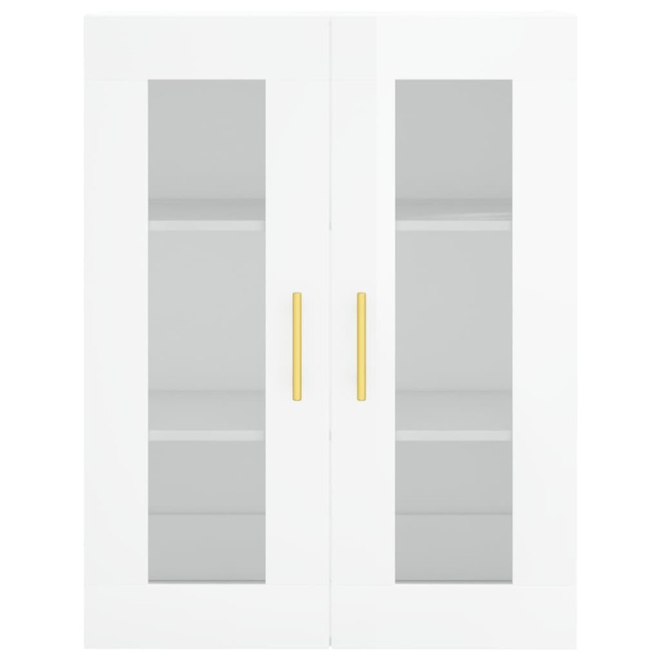 Aparador alto madera contrachapada blanco brillo 69,5x34x180