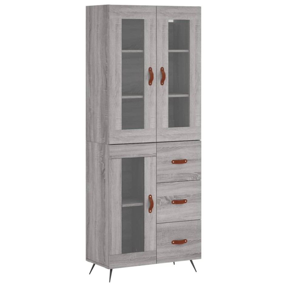 Aparador alto madera contrachapada gris sonoma 69,5x34x180