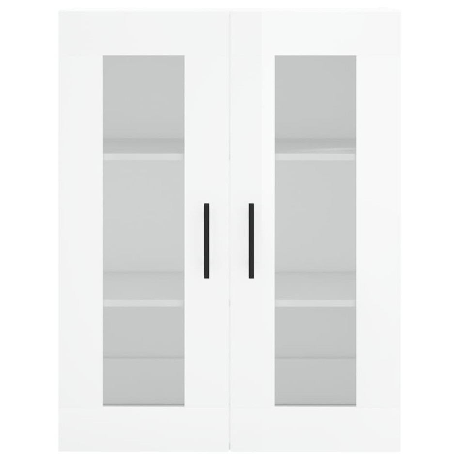 Aparador alto madera contrachapada blanco brillo 69,5x34x180