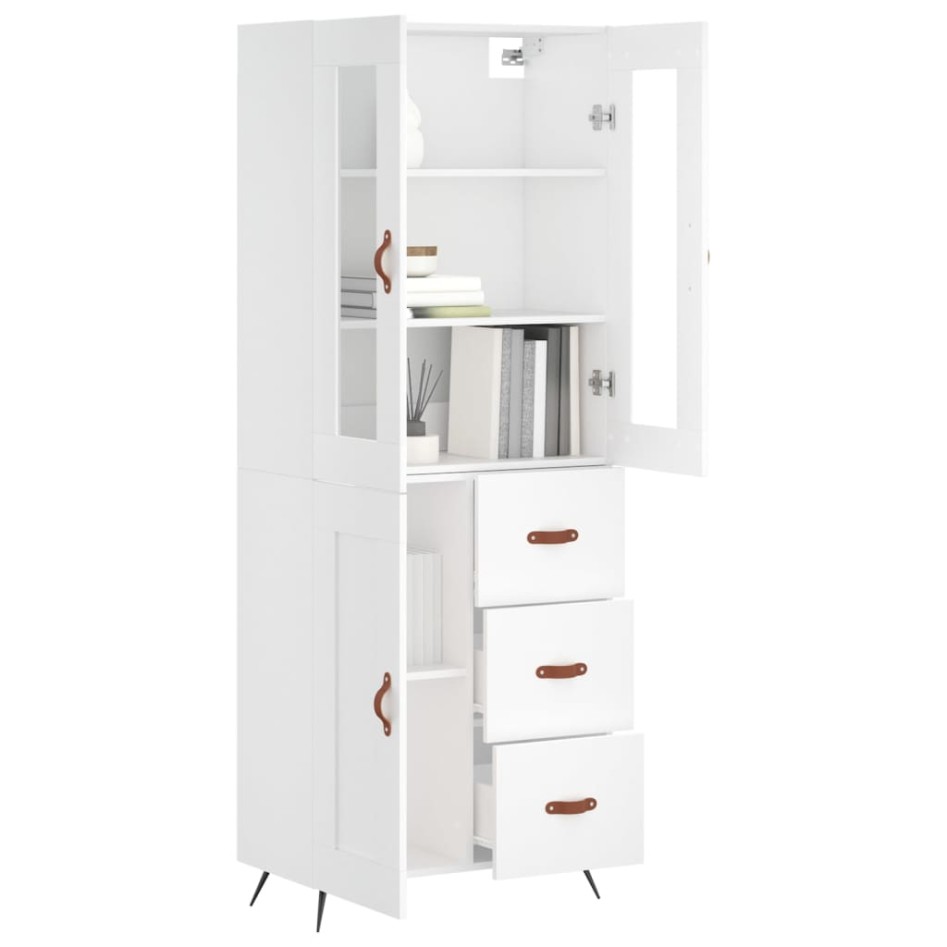 Aparador alto madera contrachapada blanco 69,5x34x180