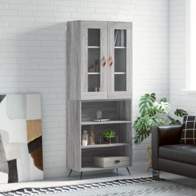 Aparador alto madera contrachapada gris sonoma 69,5x34x180