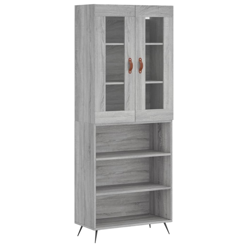 Aparador alto madera contrachapada gris sonoma 69,5x34x180