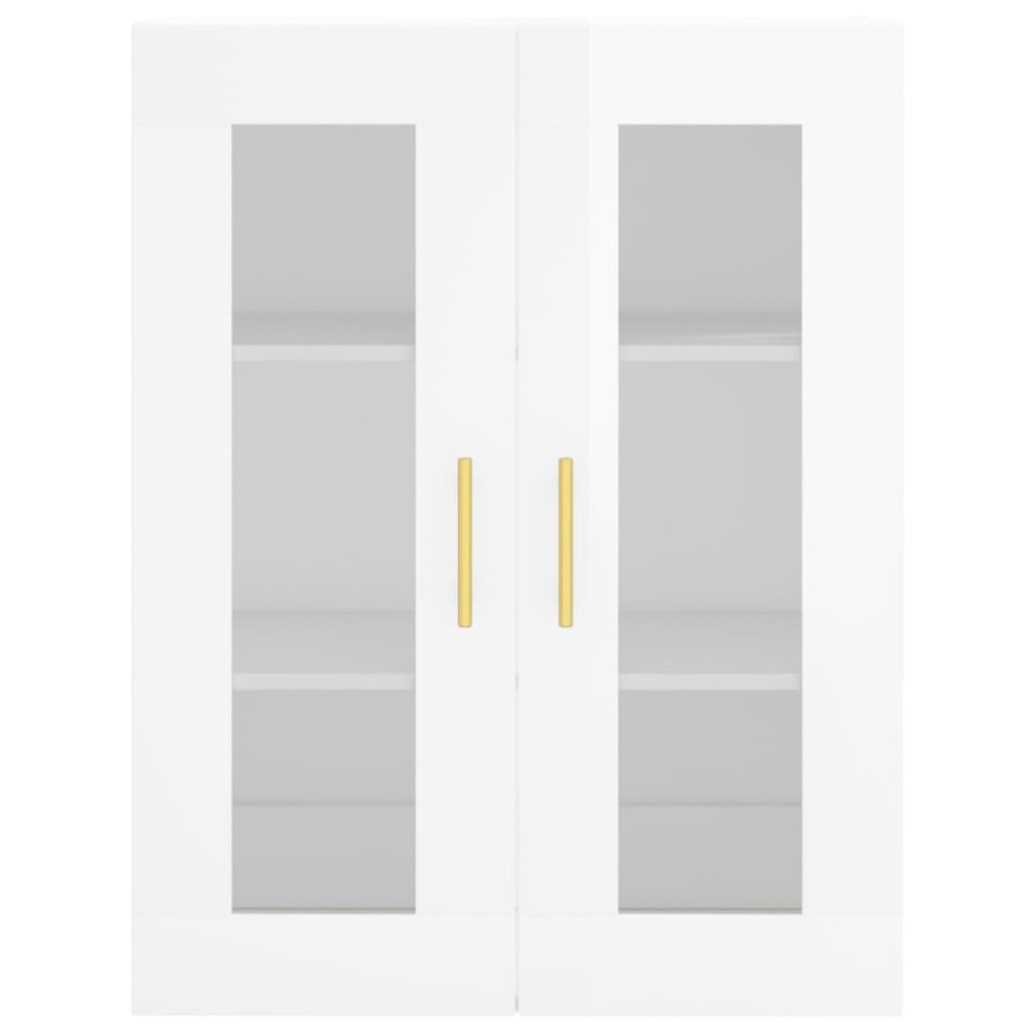 Aparador alto madera contrachapada blanco brillo 69,5x34x180