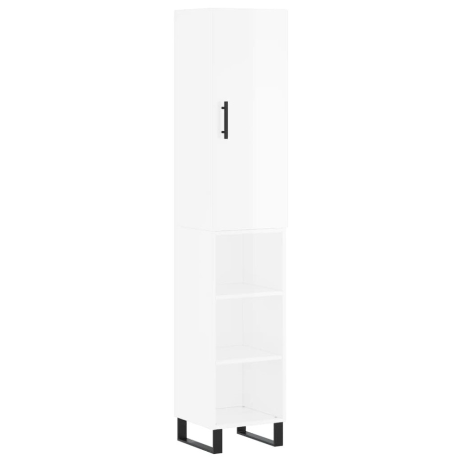 Aparador alto madera contrachapada blanco brillo 34,5x34x180