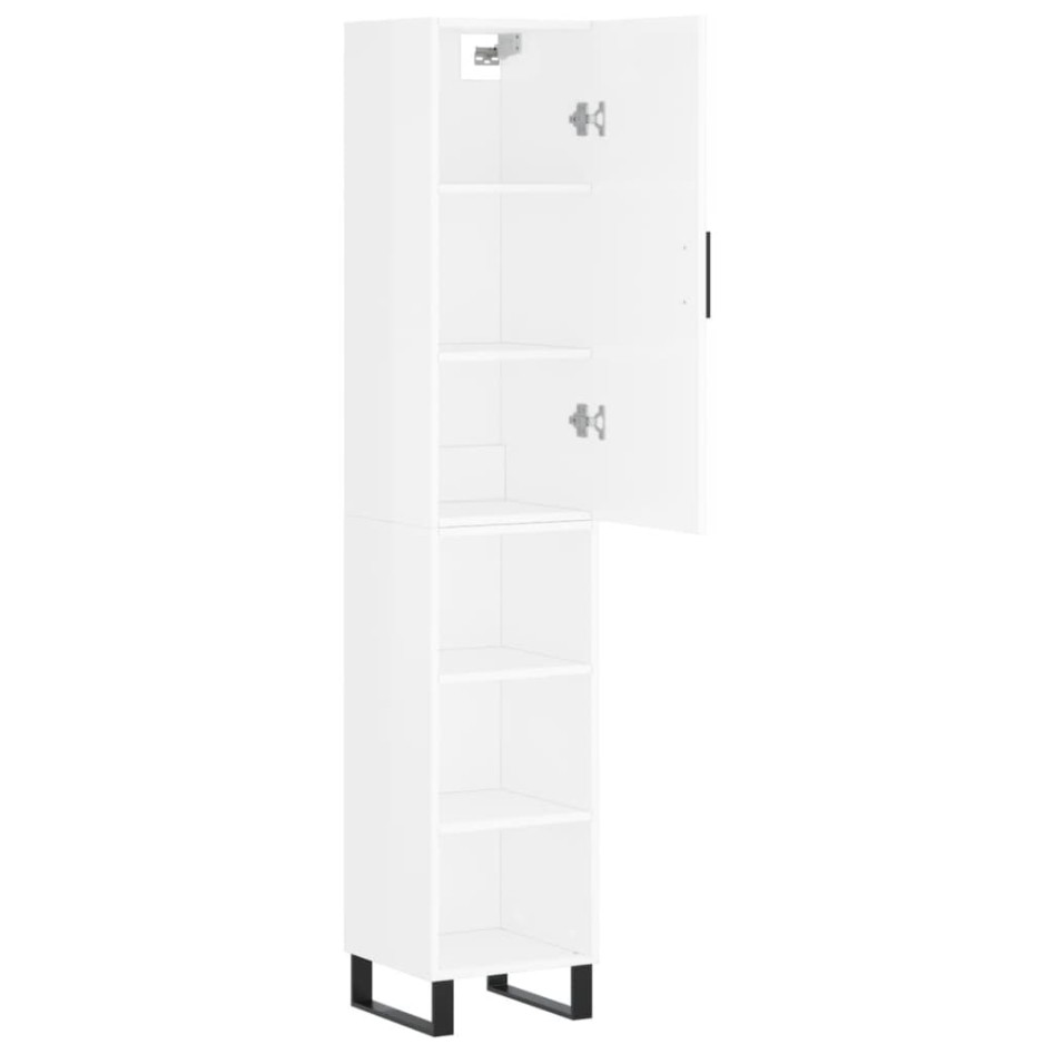 Aparador alto madera contrachapada blanco brillo 34,5x34x180